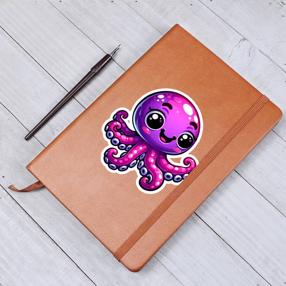 Cute Octopus sticker 105 - Vegan Leather Journal