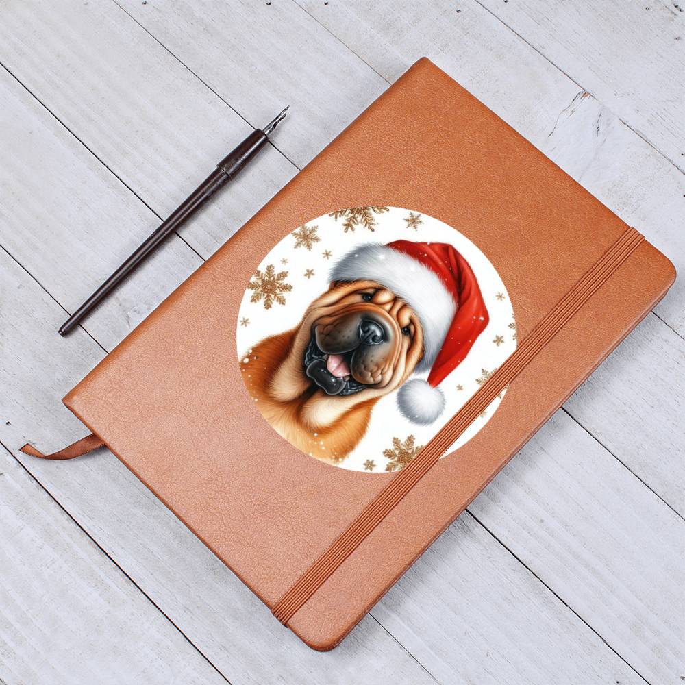Christmas Dog - Shar-Pei - Vegan Leather Journal