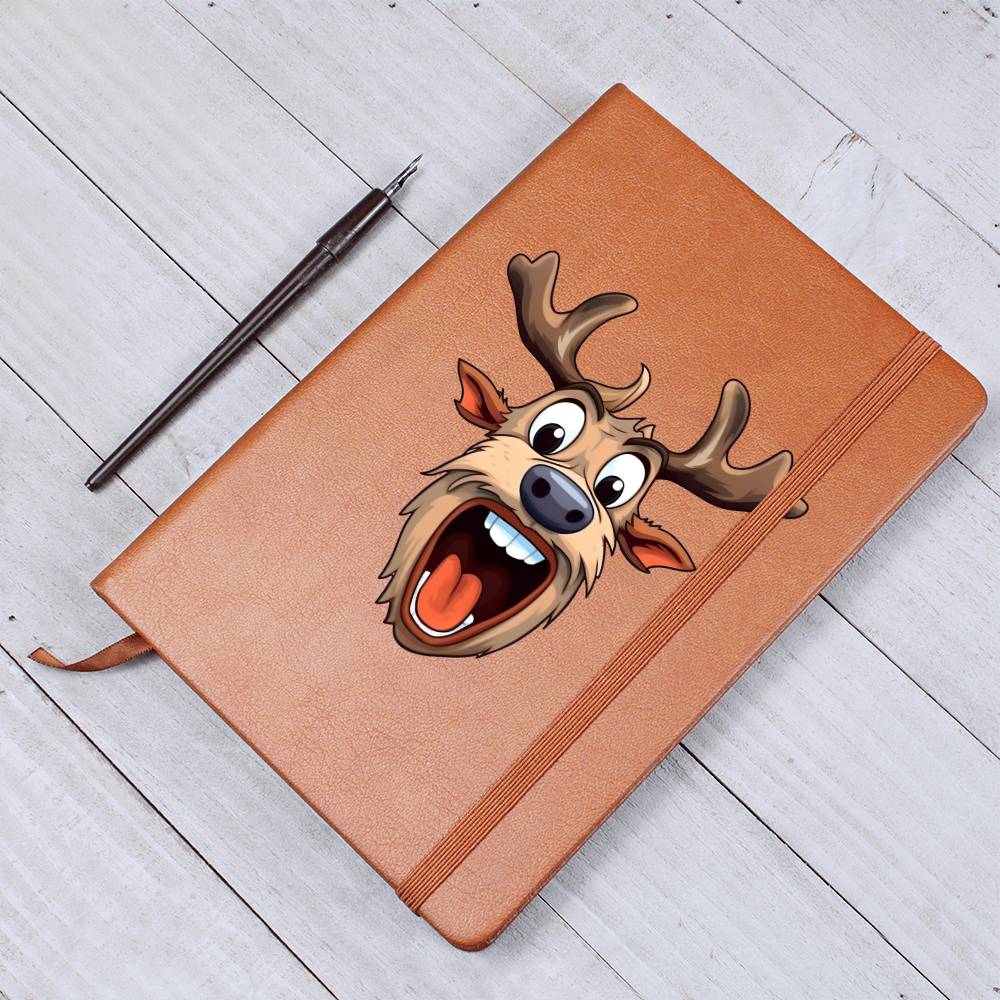 Funny Reindeer Face 06 - Vegan Leather Journal