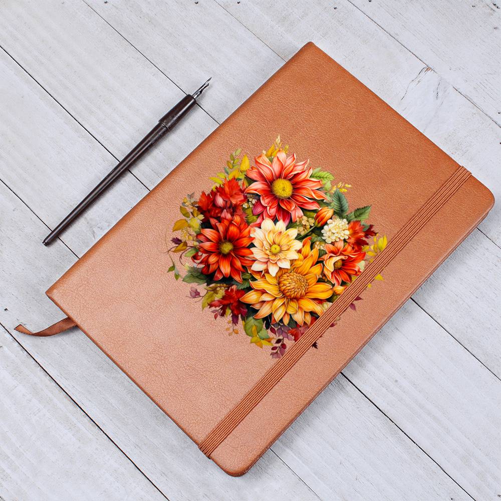 Floral Flower Wreath 094 - Vegan Leather Journal