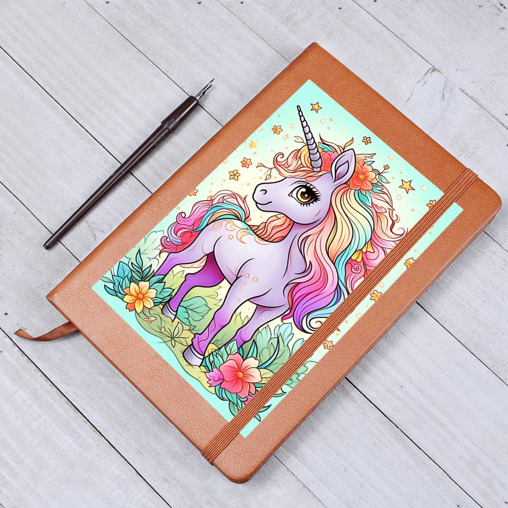 Cute Unicorn 057 - Vegan Leather Journal