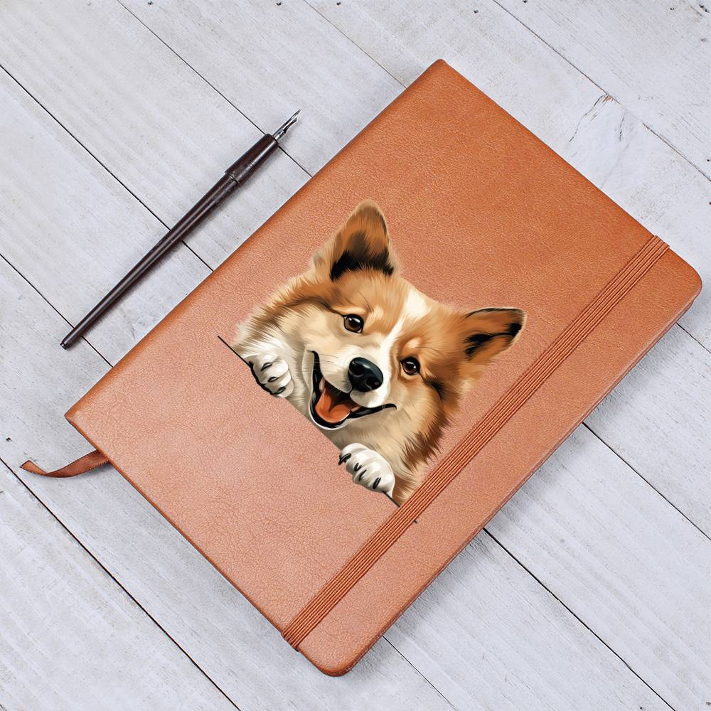 Icelandic Sheepdog Peeking - Vegan Leather Journal