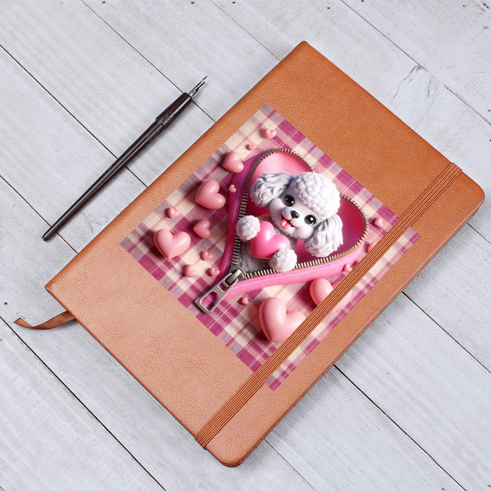 Valentine's Day Dog And Zipper 033 - Vegan Leather Journal