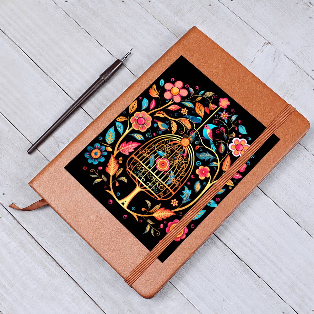 Birds And Floral Design 165 - Vegan Leather Journal