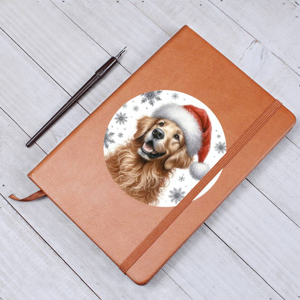 Christmas Dog - Curly-Coated Retriever - Vegan Leather Journal