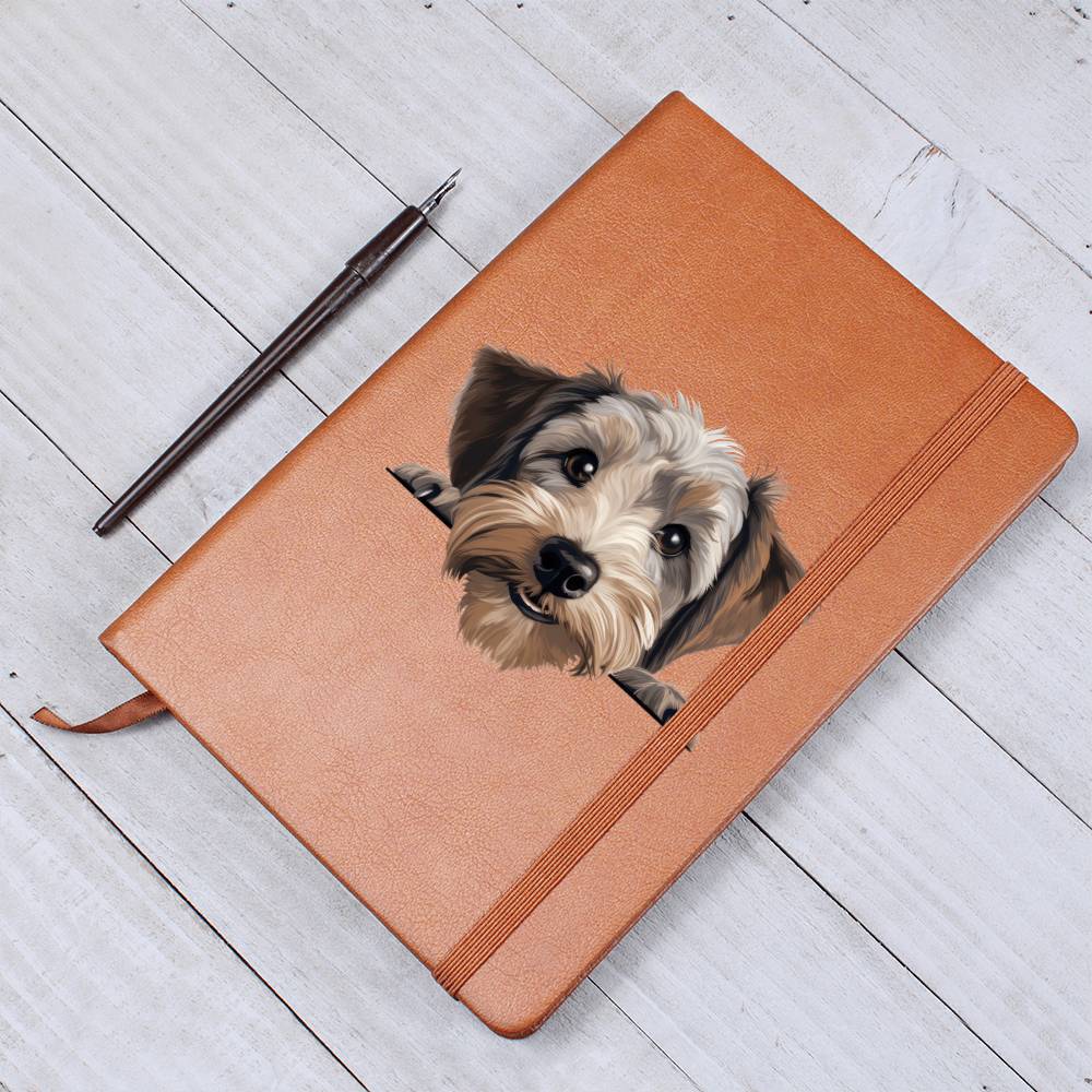 Dandie Dinmont Terrier Peeking - Vegan Leather Journal