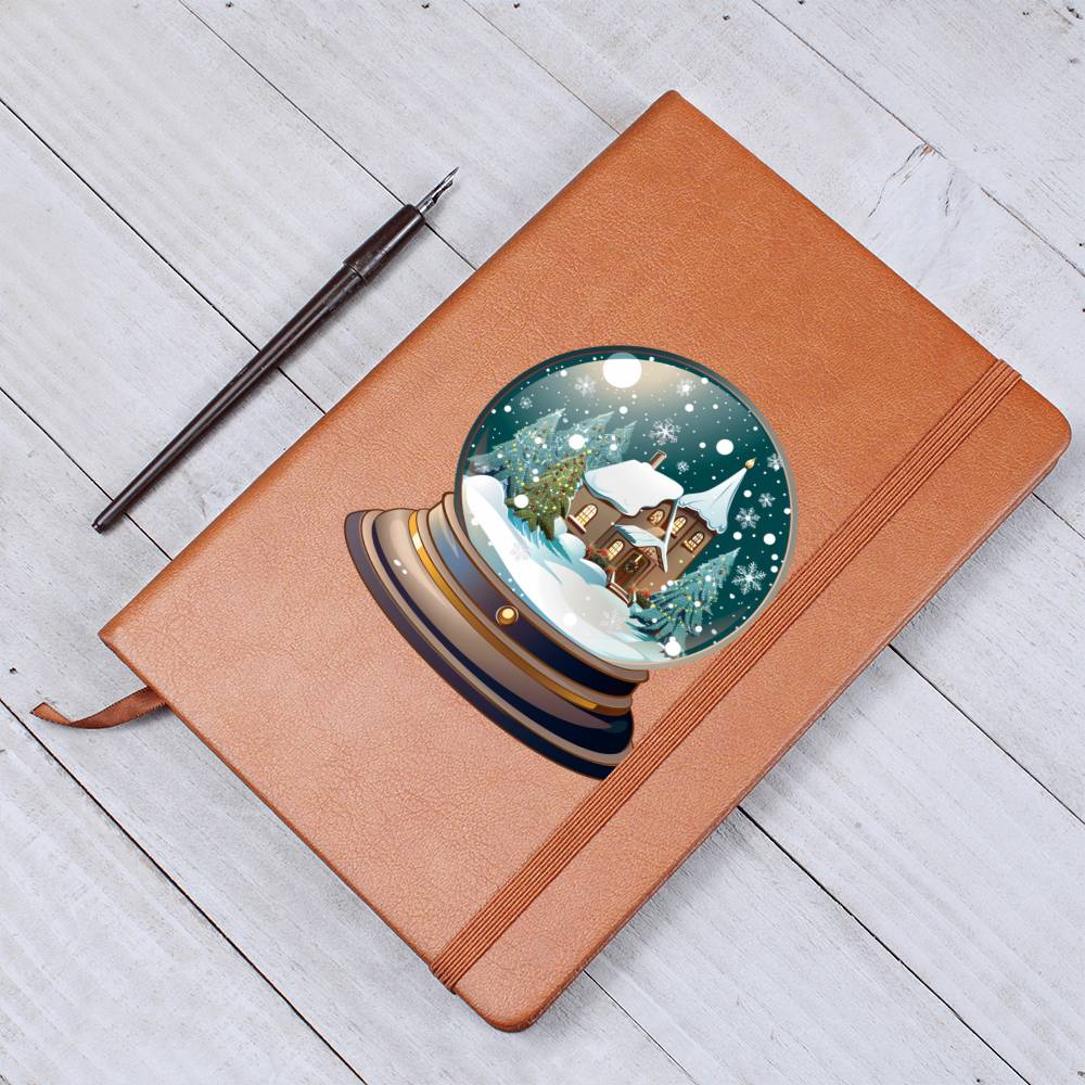 Watercolor Christmas Snow Globe 038 - Vegan Leather Journal