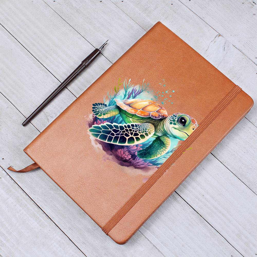 Cute Sea Turtle 007 - Vegan Leather Journal
