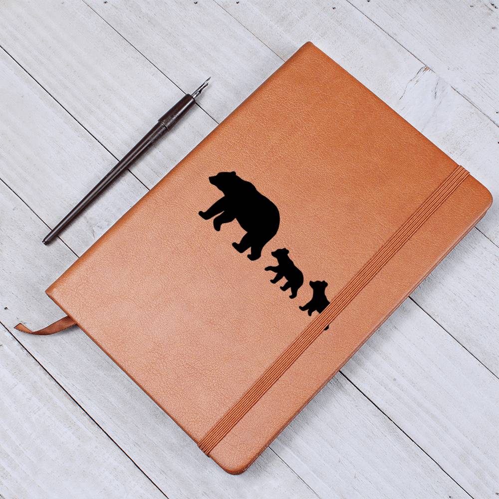 Mama Bear With 2 Cubs - Vegan Leather Journal