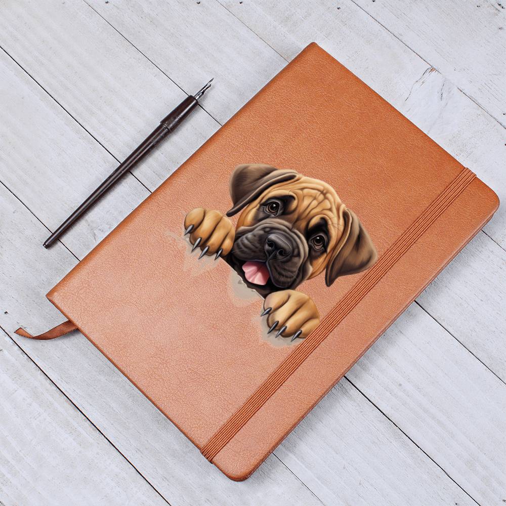 Mastiff Peeking - Vegan Leather Journal