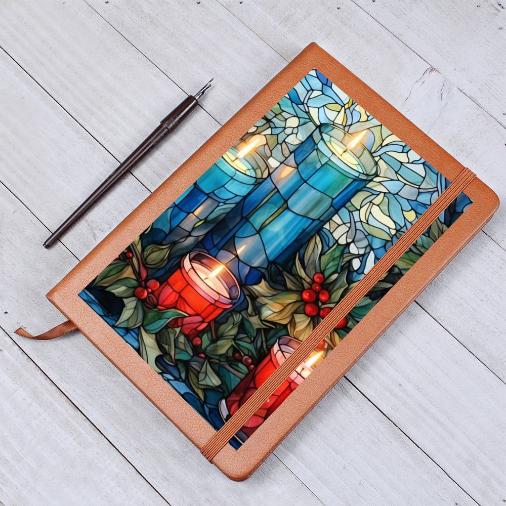 Christmas Stained Glass Design 001 - Vegan Leather Journal
