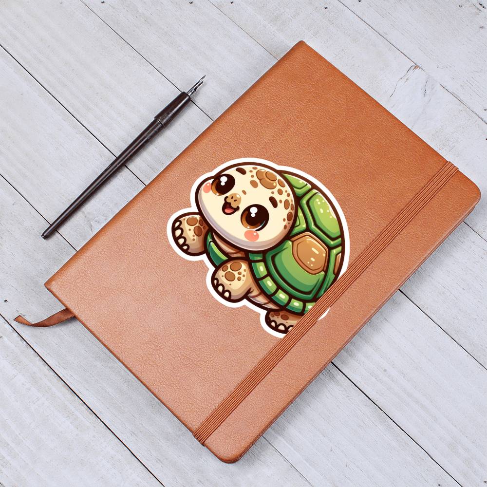 Cute Galápagos Tortoise sticker 56 - Vegan Leather Journal