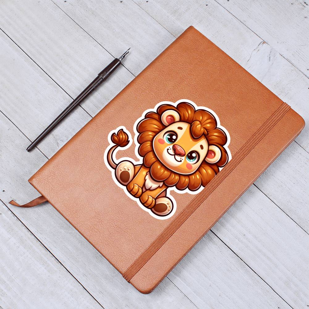 Cute Lion sticker 86 - Vegan Leather Journal