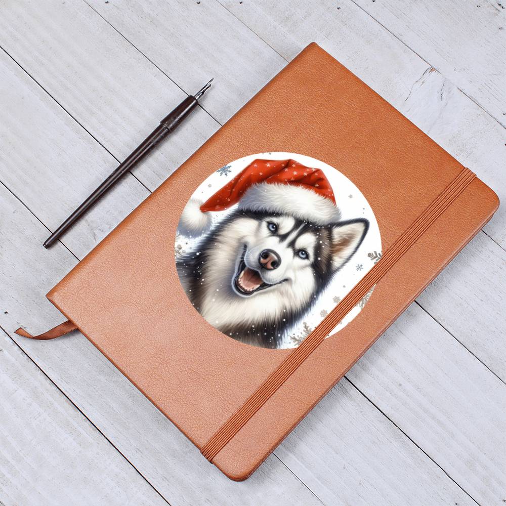 Christmas Dog - Siberian Husky Dog - Vegan Leather Journal