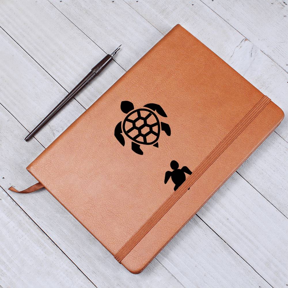 Mama Turtle With 1 Hatchling - Vegan Leather Journal