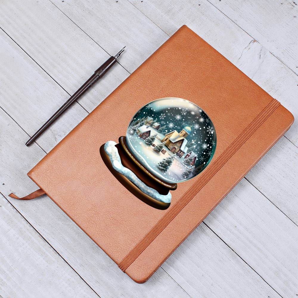 Watercolor Christmas Snow Globe 029 - Vegan Leather Journal