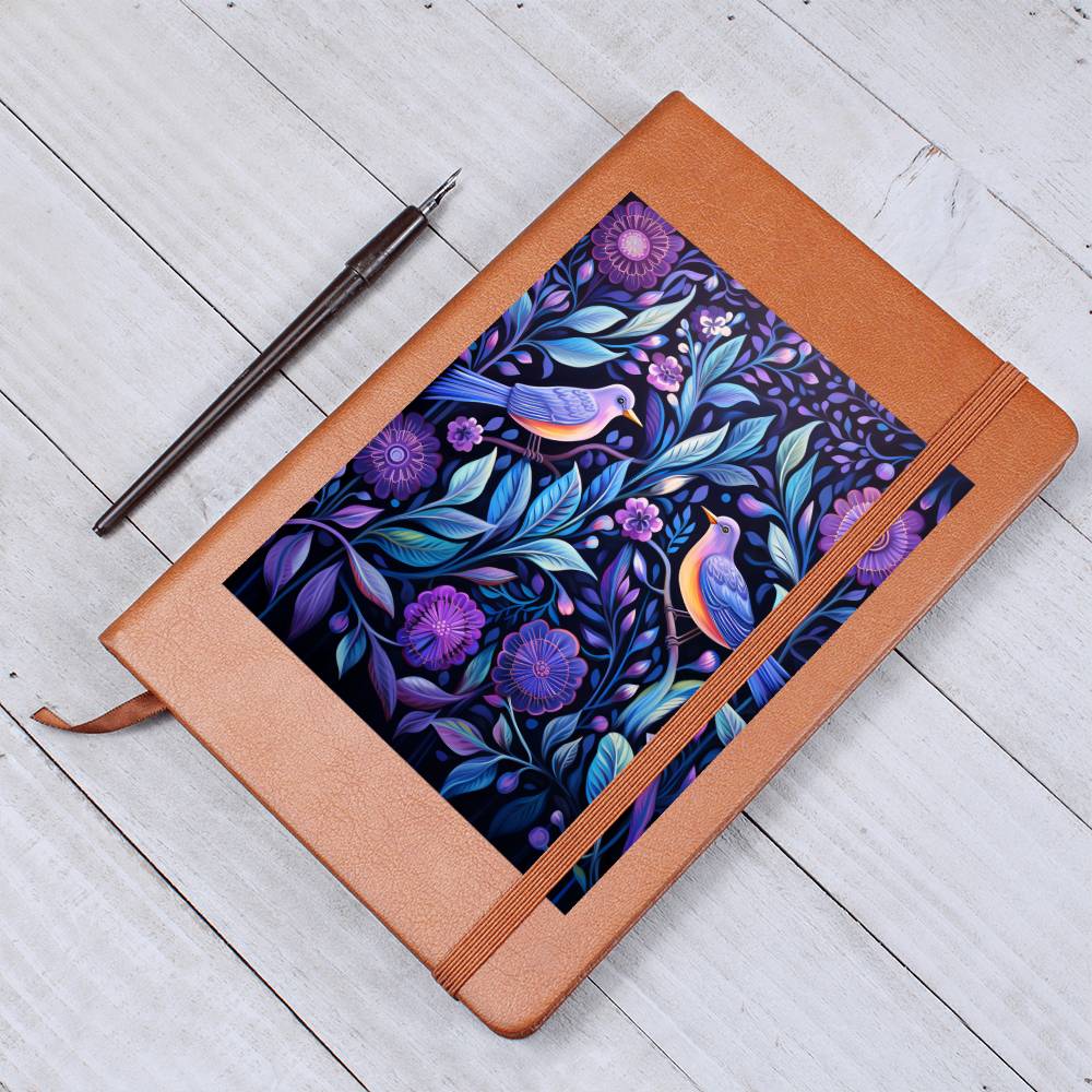 Birds And Floral Design 146 - Vegan Leather Journal