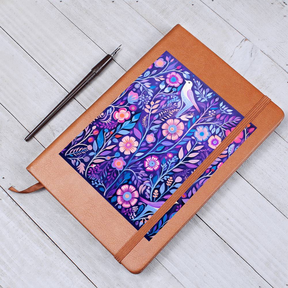 Birds And Floral Design 119 - Vegan Leather Journal