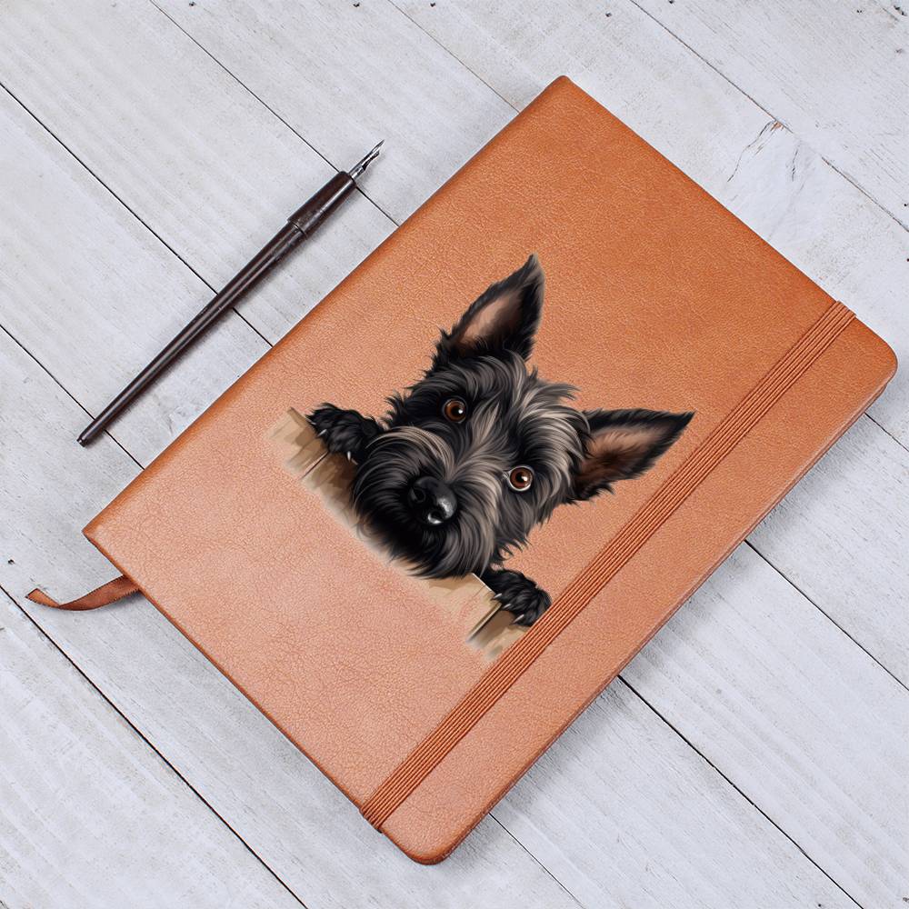 Scottish Terrier Peeking - Vegan Leather Journal