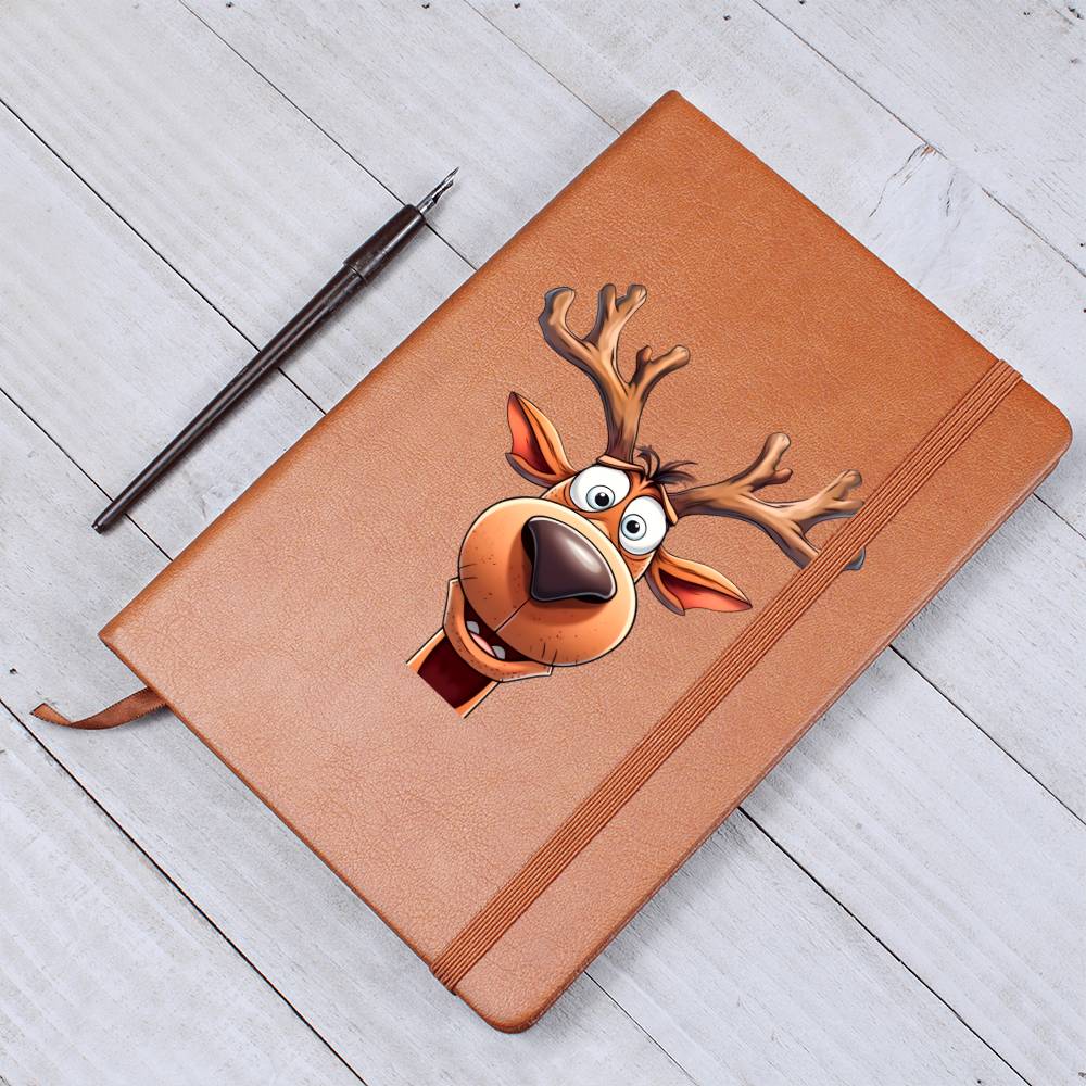 Funny Reindeer Face 03 - Vegan Leather Journal