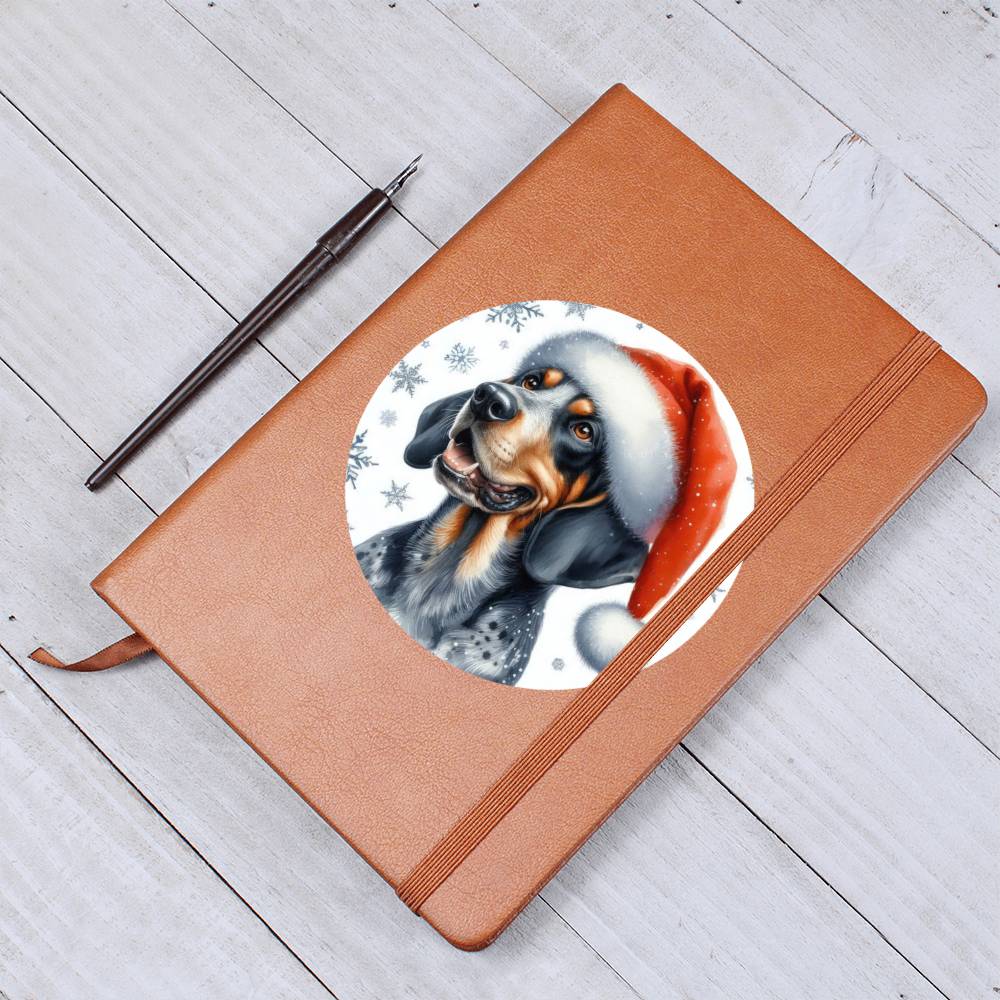 Christmas Dog - Bluetick Coonhound - Vegan Leather Journal