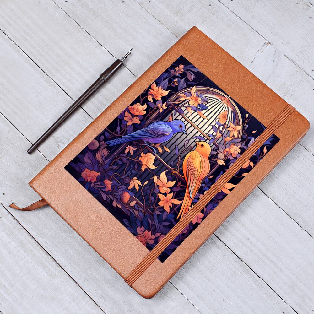 Birds And Floral Design 141 - Vegan Leather Journal