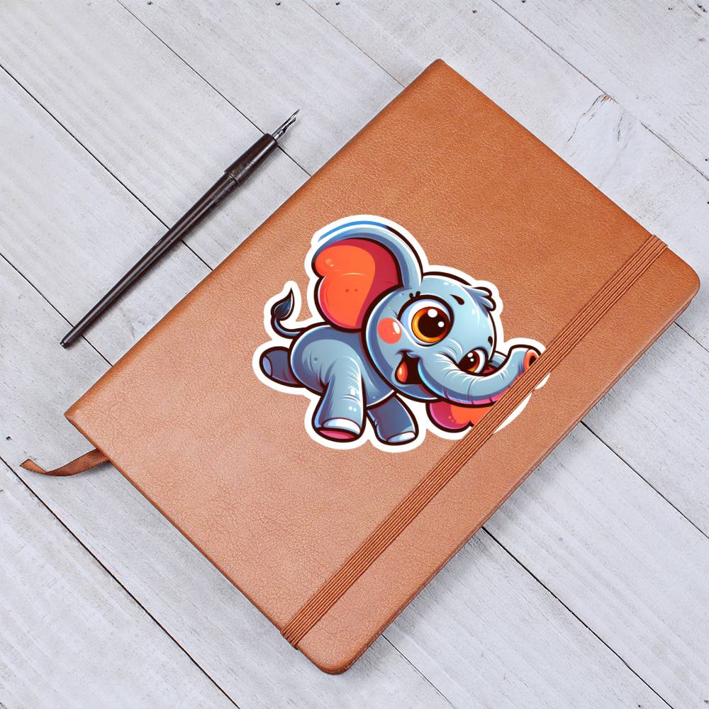 Cute Elephant sticker 45 - Vegan Leather Journal