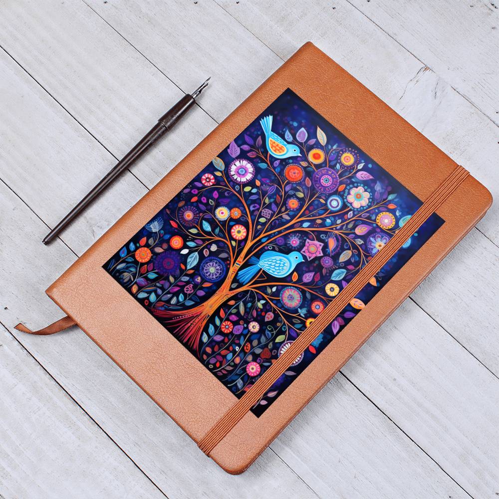 Birds And Floral Design 101 - Vegan Leather Journal