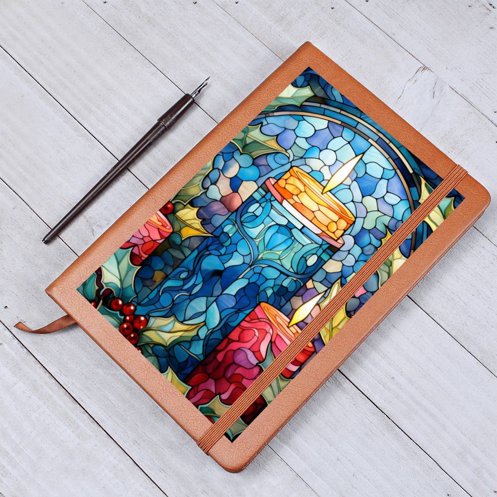 Christmas Stained Glass Design 011 - Vegan Leather Journal