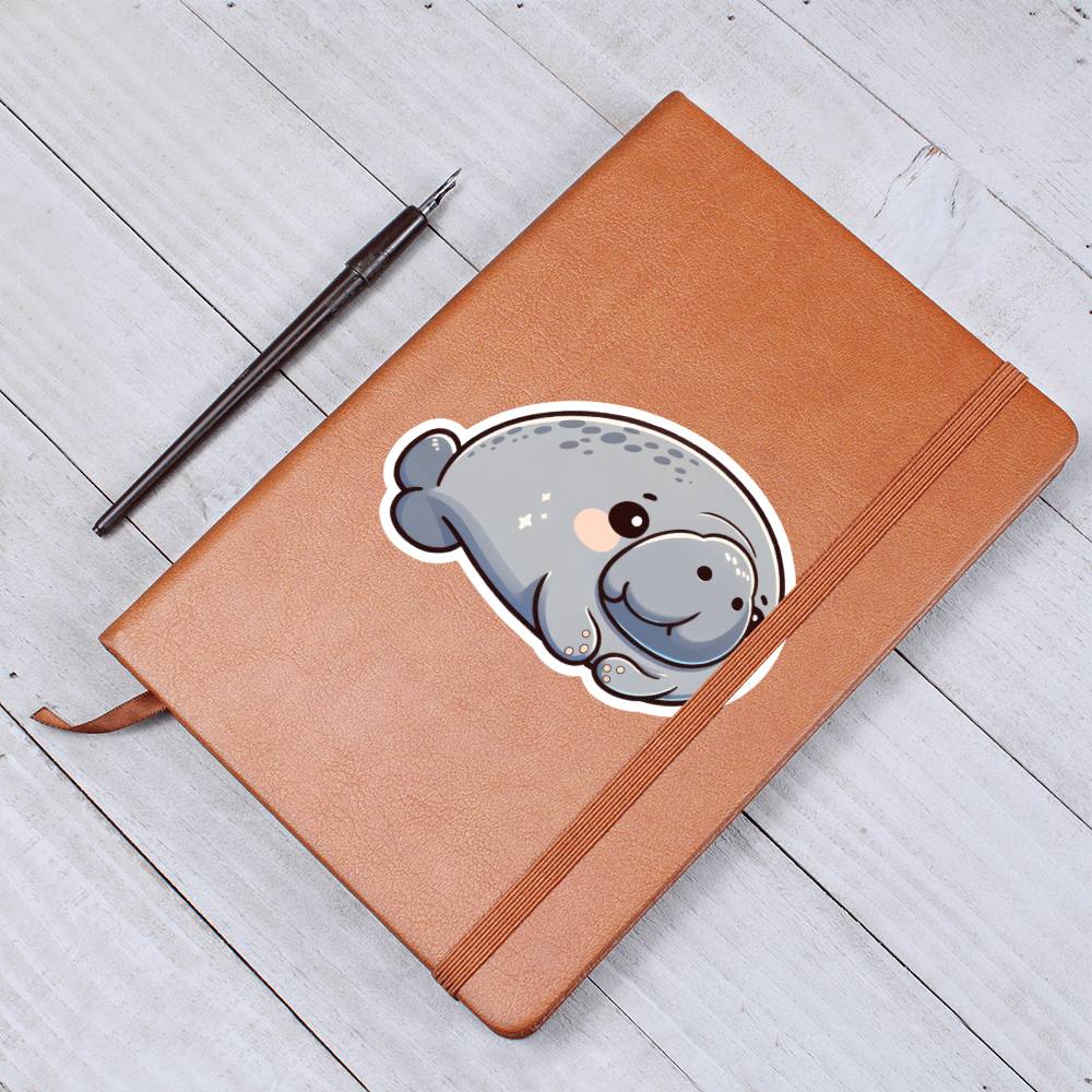 Cute Dugong sticker 42 - Vegan Leather Journal
