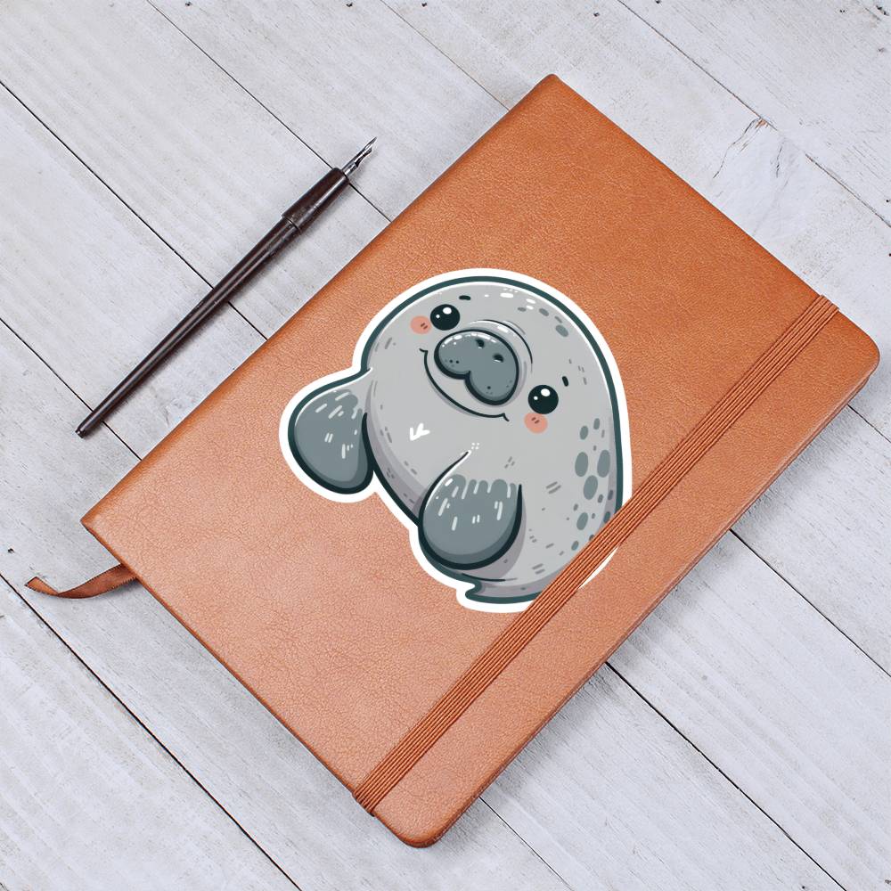 Cute Manatee sticker 91 - Vegan Leather Journal