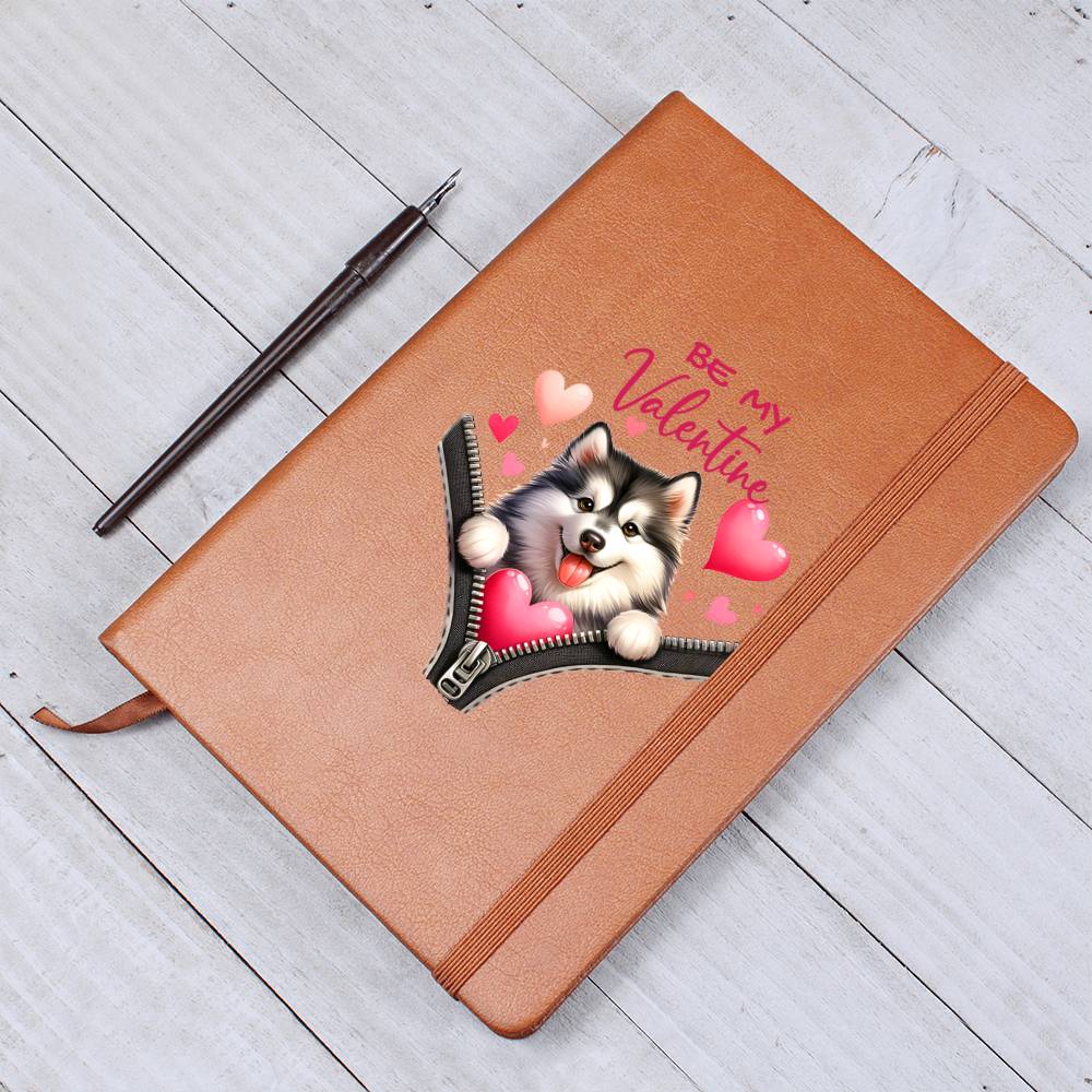 Valentine's Day Dog And Zipper 036 Be My Valentine - Vegan Leather Journal