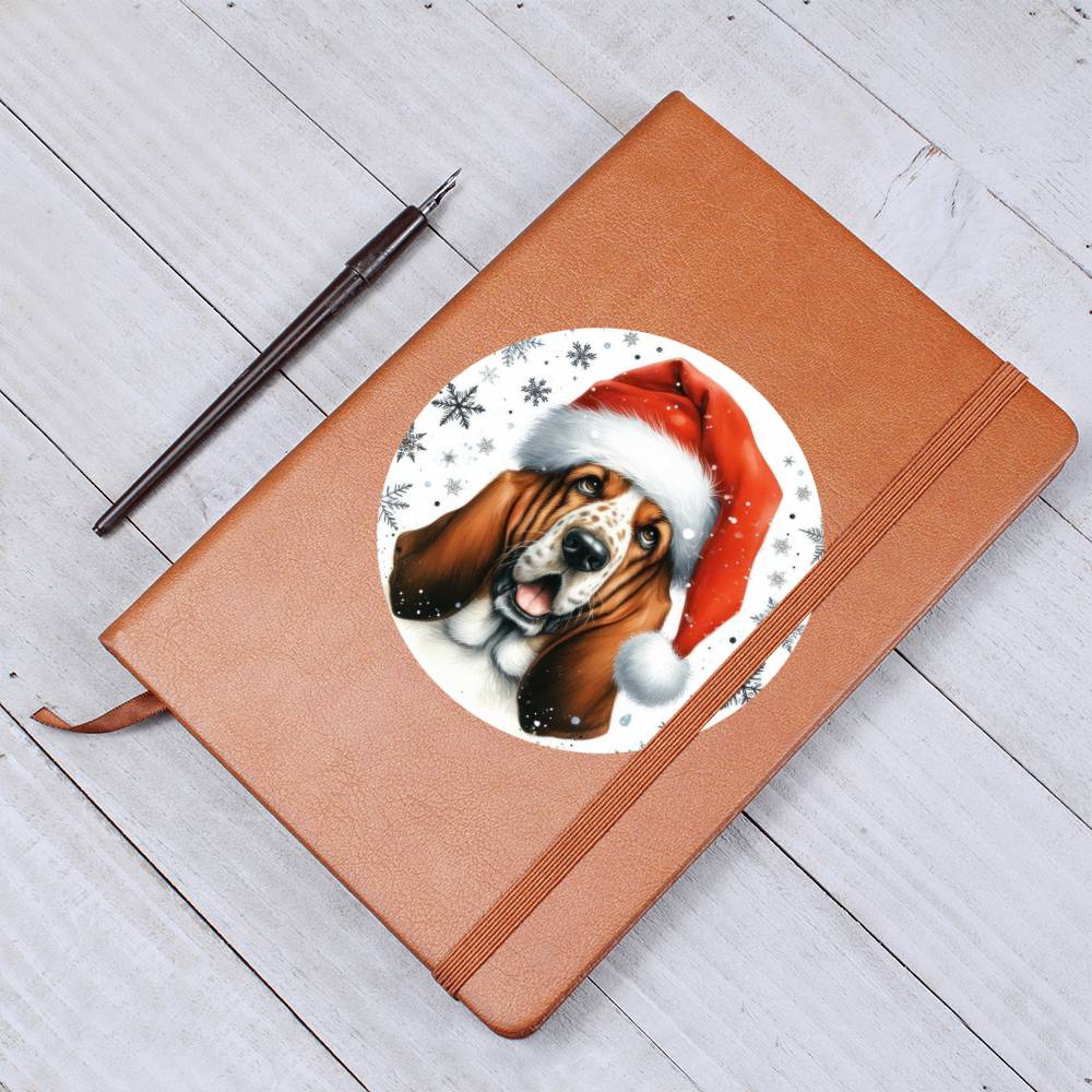 Christmas Dog - Basset Hound - Vegan Leather Journal