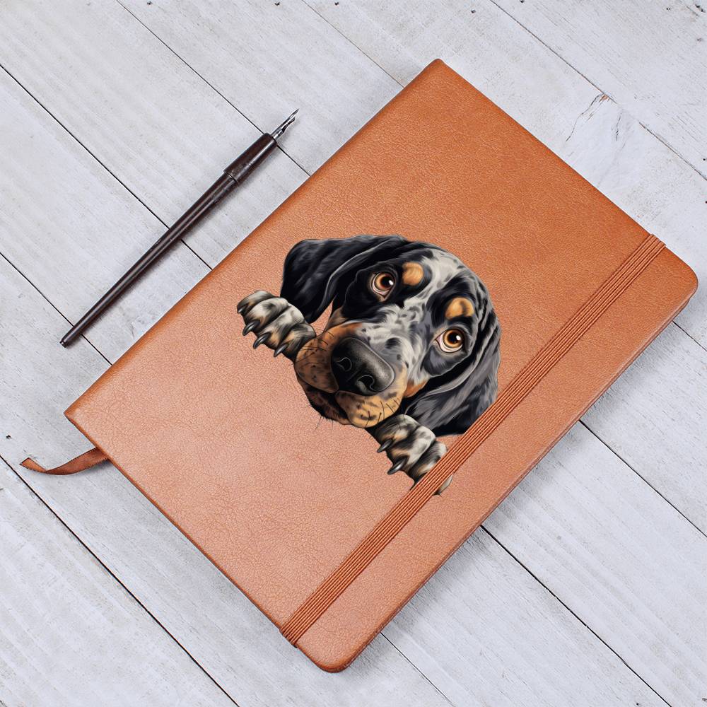 Bluetick Coonhound Peeking - Vegan Leather Journal