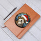 Dog Stained Glass Christmas Design 009 - Vegan Leather Journal