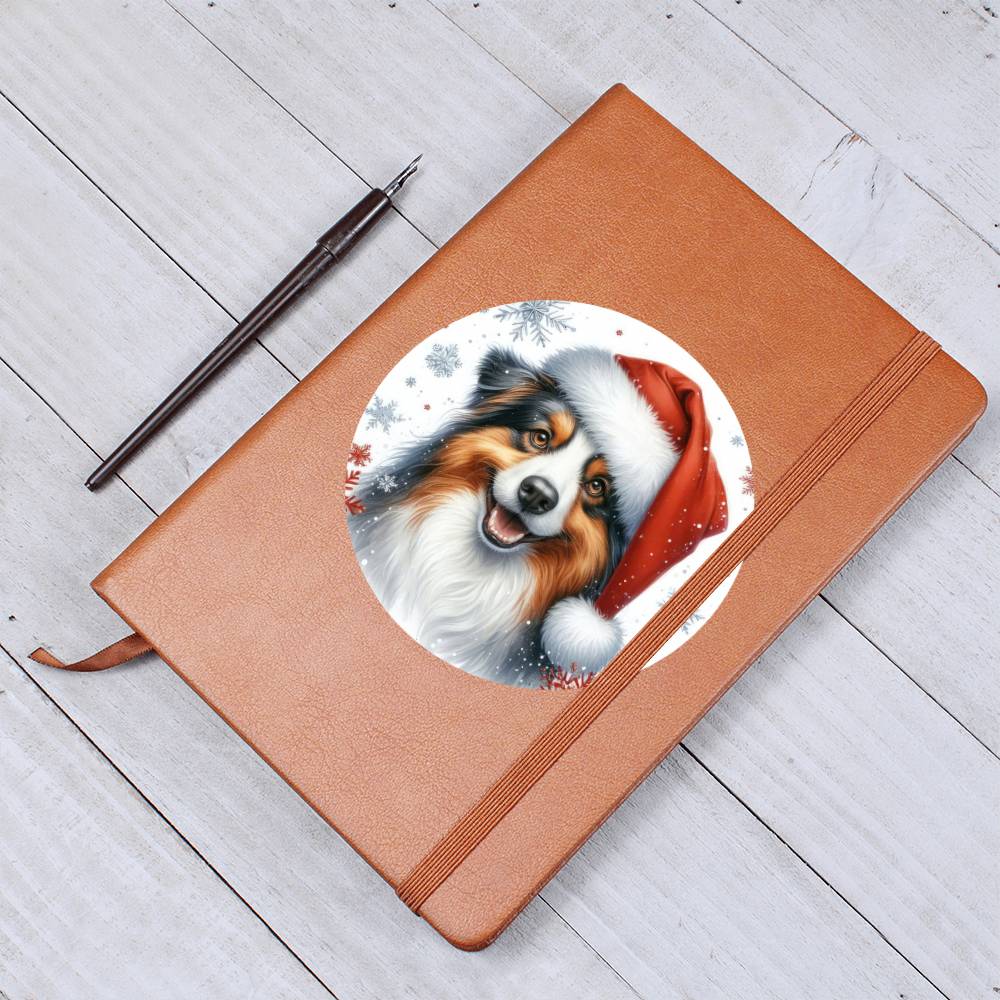 Christmas Dog - Australian Shepherd - Vegan Leather Journal