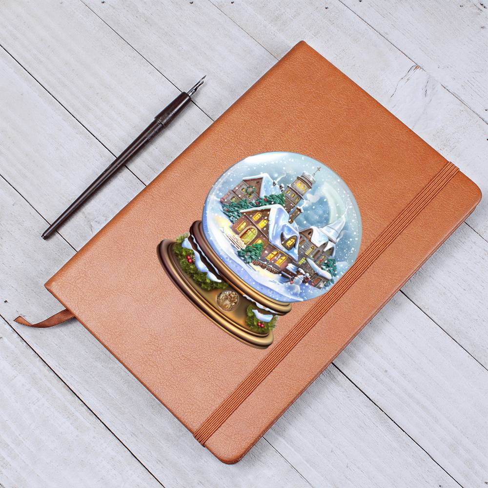 Watercolor Christmas Snow Globe 025 - Vegan Leather Journal