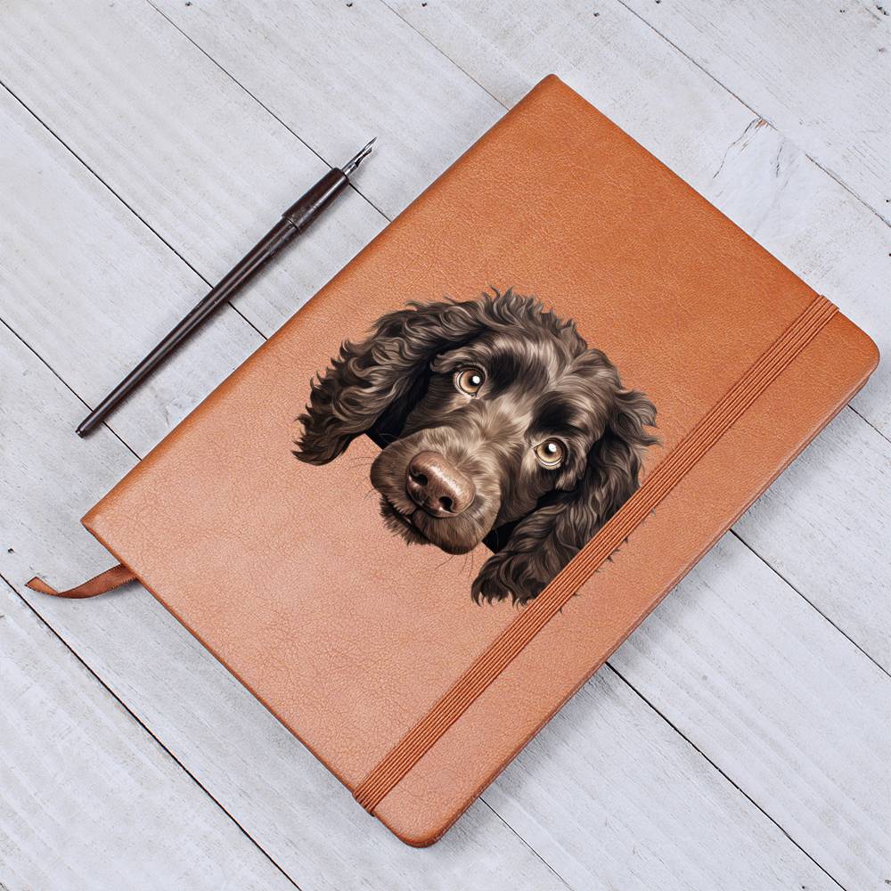 American Water Spaniel Peeking - Vegan Leather Journal