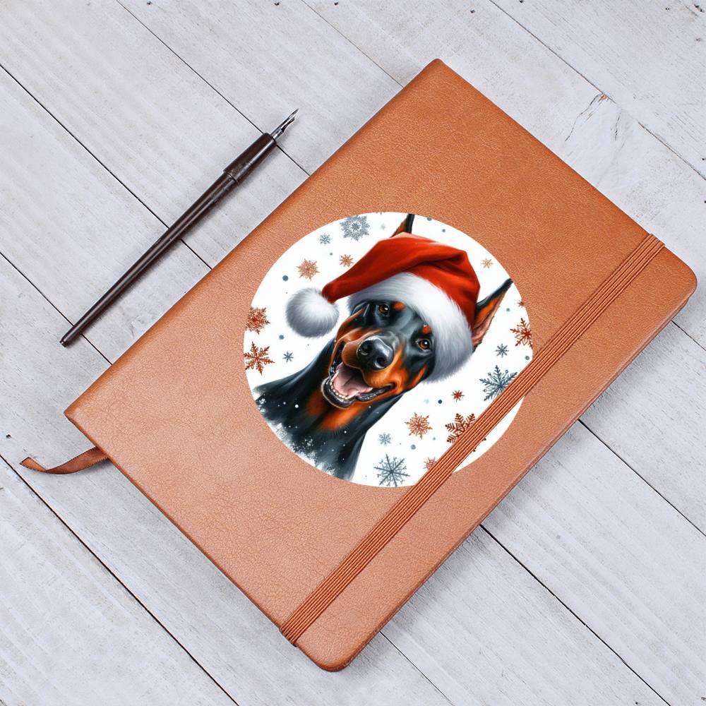 Christmas Dog - Doberman Pinscher - Vegan Leather Journal