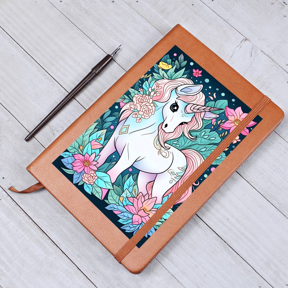 Cute Unicorn 051 - Vegan Leather Journal