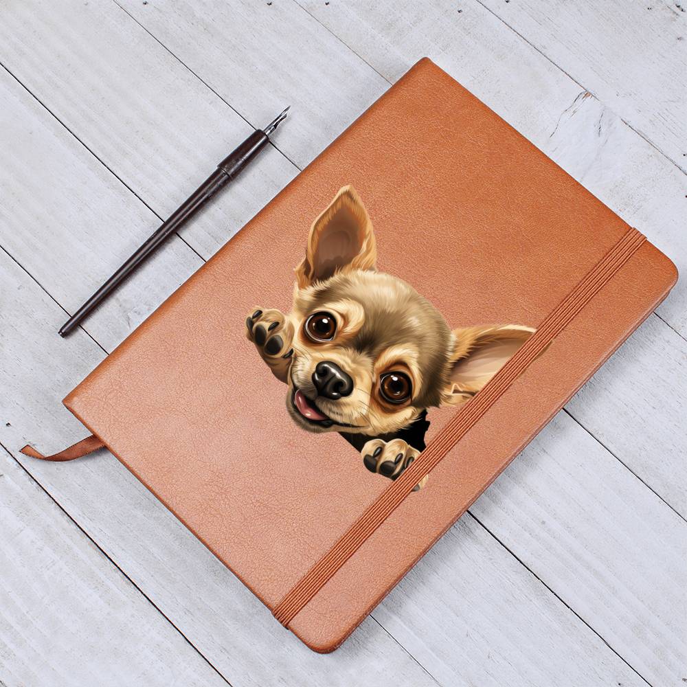 Chihuahua Peeking - Vegan Leather Journal