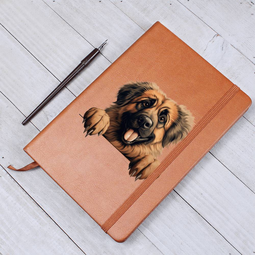 Leonberger Peeking - Vegan Leather Journal
