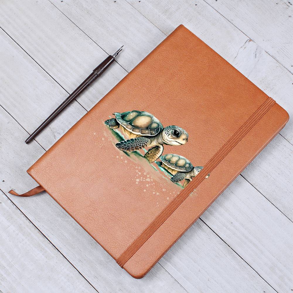 Cute Sea Turtle 016 - Vegan Leather Journal