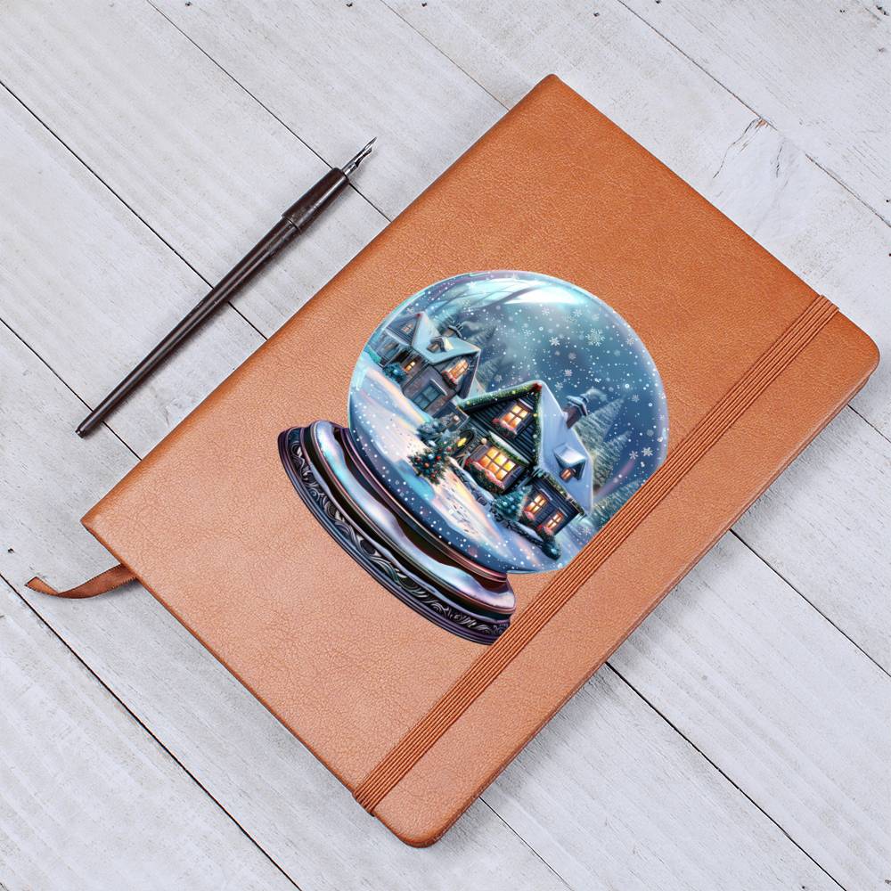 Watercolor Christmas Snow Globe 011 - Vegan Leather Journal