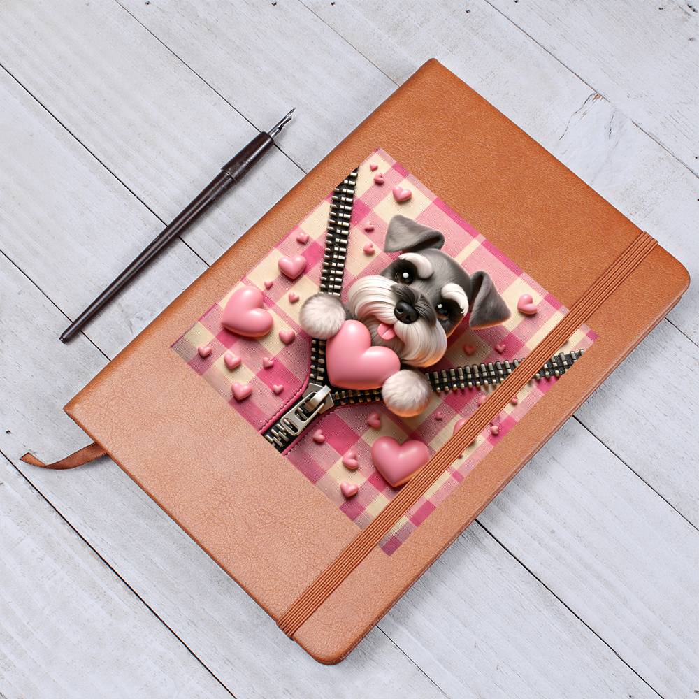 Valentine's Day Dog And Zipper 003 - Vegan Leather Journal