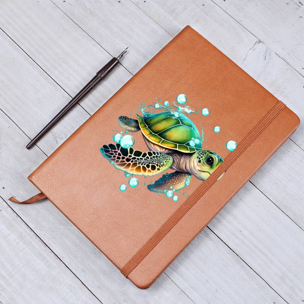 Cute Sea Turtle 005 - Vegan Leather Journal