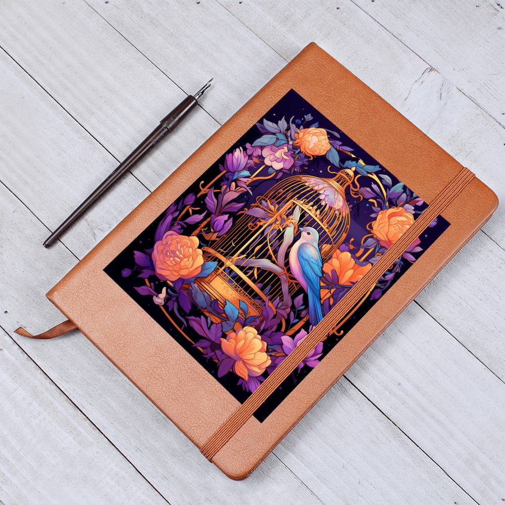 Birds And Floral Design 147 - Vegan Leather Journal