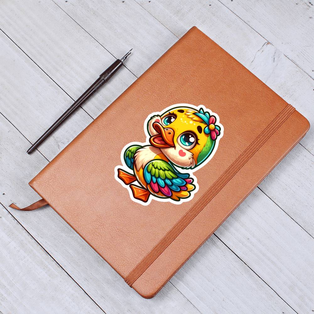 Cute Duck sticker 41 - Vegan Leather Journal