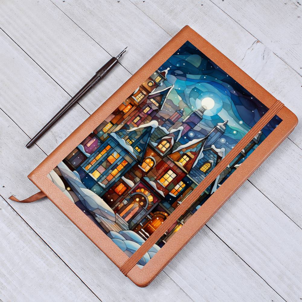 Christmas Stained Glass Design 027 - Vegan Leather Journal