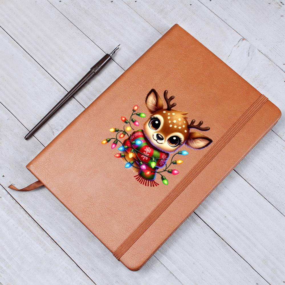 Cute Christmas Reindeer 011 - Vegan Leather Journal